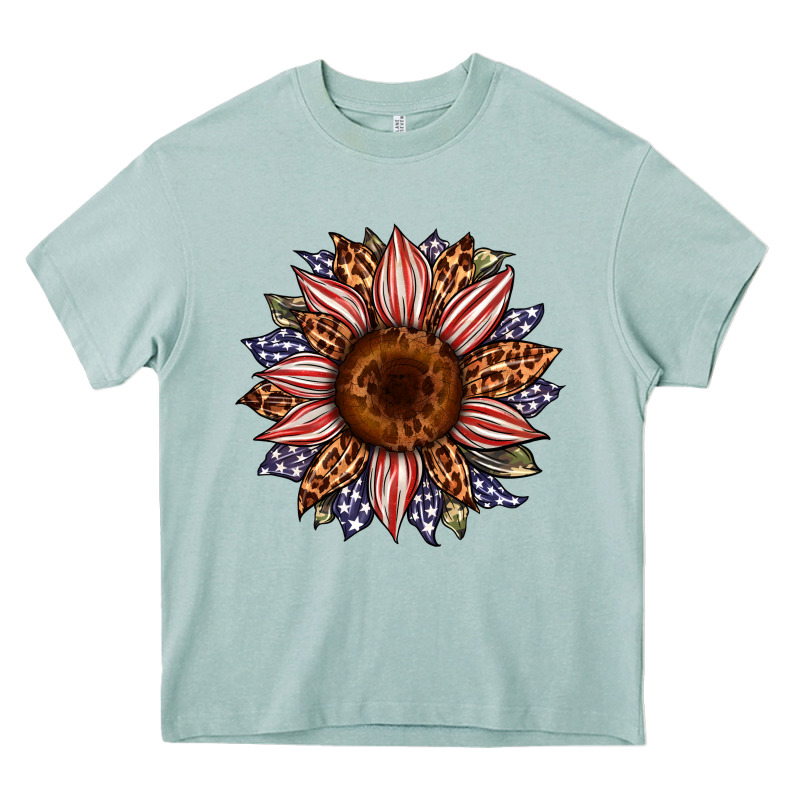 Usa Flag Camouflage Leopard Sunflower Heavy Core Tee by Artiststas | Teevron