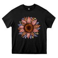 Black usa flag camouflage leopard sunflower Heavy Core Tee - Artiststas