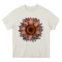 Cream usa flag camouflage leopard sunflower Heavy Core Tee - Artiststas