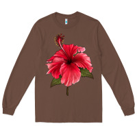 Chestnut Puerto Rican Hibiscus Flower Long Sleeve Tee - LillyAllenDesigns