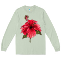 Matcha Puerto Rican Hibiscus Flower Long Sleeve Tee - LillyAllenDesigns