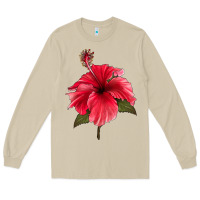 Mushroom Puerto Rican Hibiscus Flower Long Sleeve Tee - LillyAllenDesigns