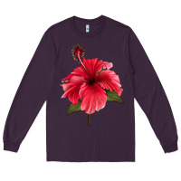 Plum Puerto Rican Hibiscus Flower Long Sleeve Tee - LillyAllenDesigns