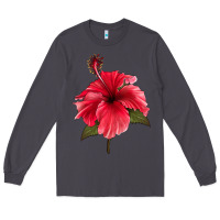 Smoke Puerto Rican Hibiscus Flower Long Sleeve Tee - LillyAllenDesigns
