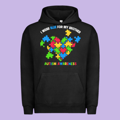 Wear Blue For My Brother Autism Urban Hoodie Designed By Cowhidedigitalart