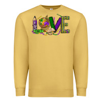 Antique Gold love teacher mardi gras Premium Sweatshirt - OliviaCreatesArt