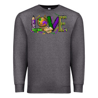 Charcoal Heather love teacher mardi gras Premium Sweatshirt - OliviaCreatesArt
