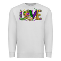 Dove Grey love teacher mardi gras Premium Sweatshirt - OliviaCreatesArt