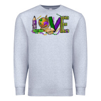 Heather Grey love teacher mardi gras Premium Sweatshirt - OliviaCreatesArt