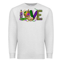 Oatmeal Heather love teacher mardi gras Premium Sweatshirt - OliviaCreatesArt