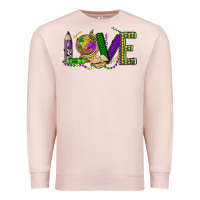 Pale Pink love teacher mardi gras Premium Sweatshirt - OliviaCreatesArt
