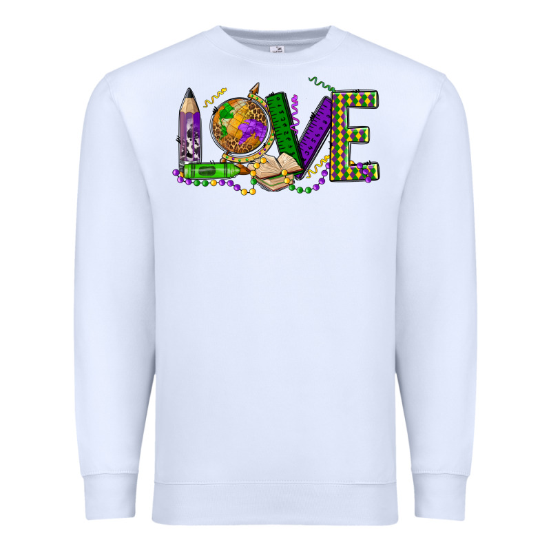 Love Teacher Mardi Gras Premium Sweatshirt by OliviaCreatesArt | Teevron