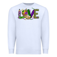 White love teacher mardi gras Premium Sweatshirt - OliviaCreatesArt