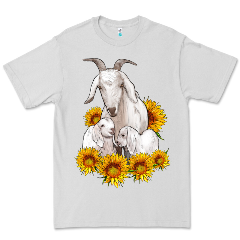 Goat Family With Sunflowers Premium Tee by Artiststas | Teevron