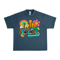 Midnight Navy hello preschool Urban Heavy Tee - NancyCooperArtShop
