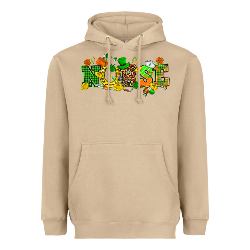 St. Patricks Day Nurse Heavyweight Hoodie by HowdyJamesFarm | Teevron
