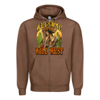 Chestnut Welcome to the wild west Cowboy boots Zipper Hoodie - HowdyJamesFarm