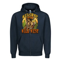 Navy Welcome to the wild west Cowboy boots Zipper Hoodie - HowdyJamesFarm