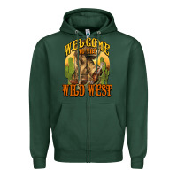 Sports Green Welcome to the wild west Cowboy boots Zipper Hoodie - HowdyJamesFarm
