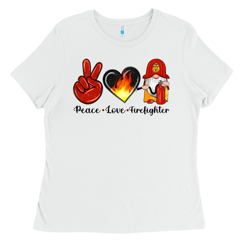 Peace Love Firefighter Ladies Tee by Artiststas | Teevron