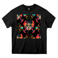 Black sugar skull seamless pattern Heavy Core Tee - BundleAndBundleShop