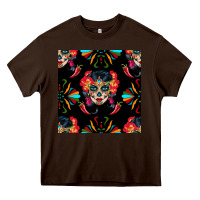 Chocolate Brown sugar skull seamless pattern Heavy Core Tee - BundleAndBundleShop