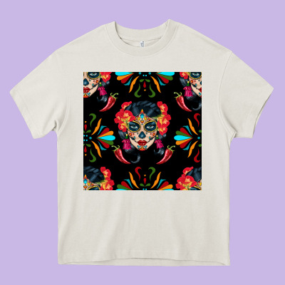 Sugar Skull Seamless Pattern Heavy Core Tee Designed By Bundleandbundleshop