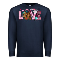 Navy love valentines day nurse Premium Sweatshirt - OliviaCreatesArt
