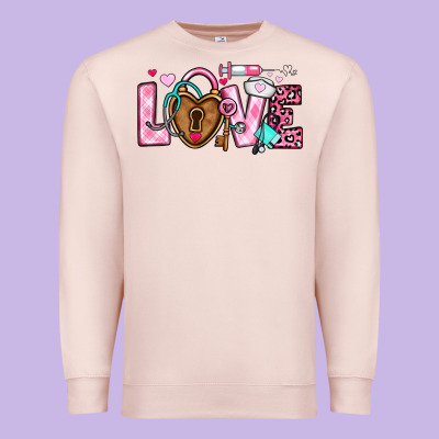 Love Valentines Day Nurse Premium Sweatshirt Designed By Oliviacreatesart