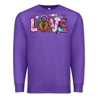 Purple love valentines day nurse Premium Sweatshirt - OliviaCreatesArt
