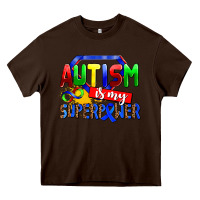 Chocolate Brown autism is my superpower Heavy Core Tee - AdoDesignShop