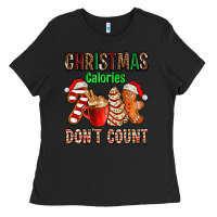 Black christmas calories dont count with  christmas tree cake and cookies ad Ladies Tee - AdoDesignShop