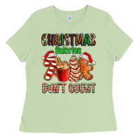 Matcha christmas calories dont count with  christmas tree cake and cookies ad Ladies Tee - AdoDesignShop