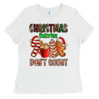 White christmas calories dont count with  christmas tree cake and cookies ad Ladies Tee - AdoDesignShop