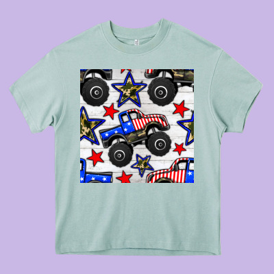 Usa Monster Truck Seamless Pattern Heavy Core Tee Designed By Bundleandbundleshop