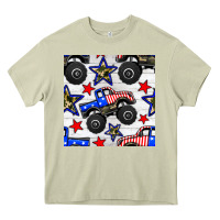 Mossy usa monster truck seamless pattern Heavy Core Tee - BundleAndBundleShop