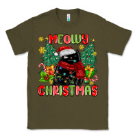 Army Green meowy christmas black cat Classic Tee - MaliasSmallBusiness
