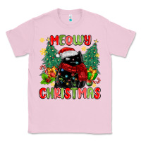 Bubblegum Pink meowy christmas black cat Classic Tee - MaliasSmallBusiness