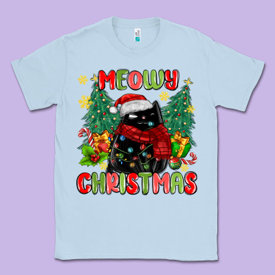 Meowy Christmas Black Cat Classic Tee Designed By Maliassmallbusiness