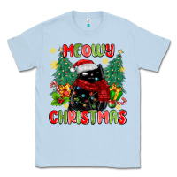 Dusty Blue meowy christmas black cat Classic Tee - MaliasSmallBusiness