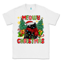 White meowy christmas black cat Classic Tee - MaliasSmallBusiness