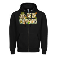 Black Egg hunter with plate letters Easter Day Zipper Hoodie - HowdyJamesFarm