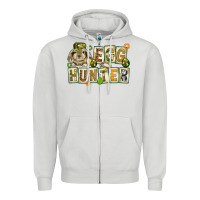 Dove Grey Egg hunter with plate letters Easter Day Zipper Hoodie - HowdyJamesFarm