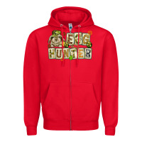 Red Egg hunter with plate letters Easter Day Zipper Hoodie - HowdyJamesFarm