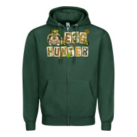Sports Green Egg hunter with plate letters Easter Day Zipper Hoodie - HowdyJamesFarm