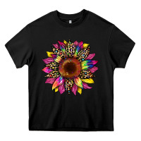 Black tie dye leopard sunflower Heavy Core Tee - Artiststas