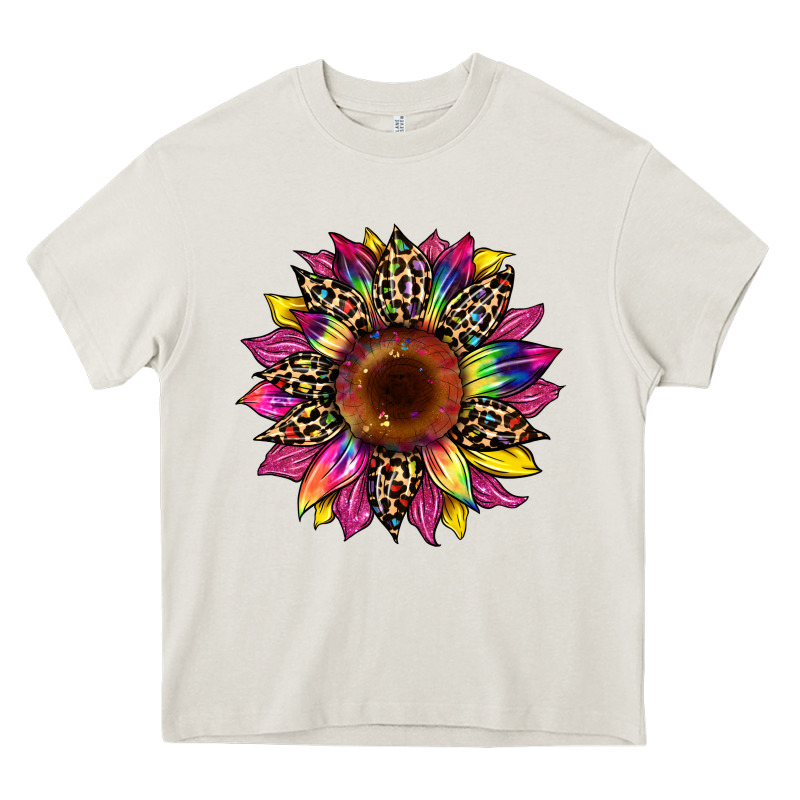 Tie Dye Leopard Sunflower Heavy Core Tee by Artiststas | Teevron