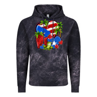 Cloud Black puerto rico hearts Vintage Hoodie - NancyCooperArtShop