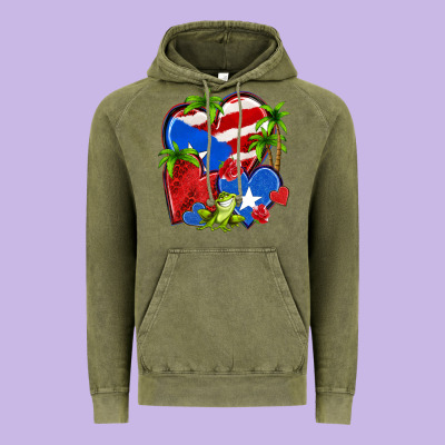 Puerto Rico Hearts Vintage Hoodie Designed By Nancycooperartshop