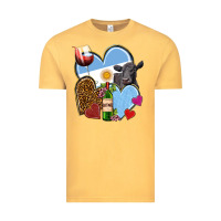 Vintage Mustard Argentina hearts Vintage Tee - NancyCooperArtShop